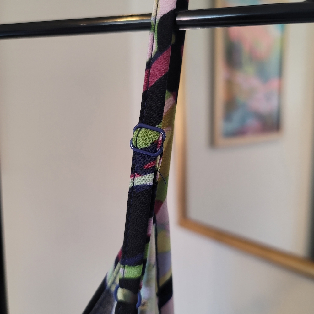JENNIFER LOPEZ Abstract Print Dress Adjustable Strap (Green, Pink, White) Size M - Picture 5 of 8